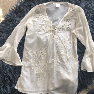 Tobi long sleeve lace top with bell sleeves